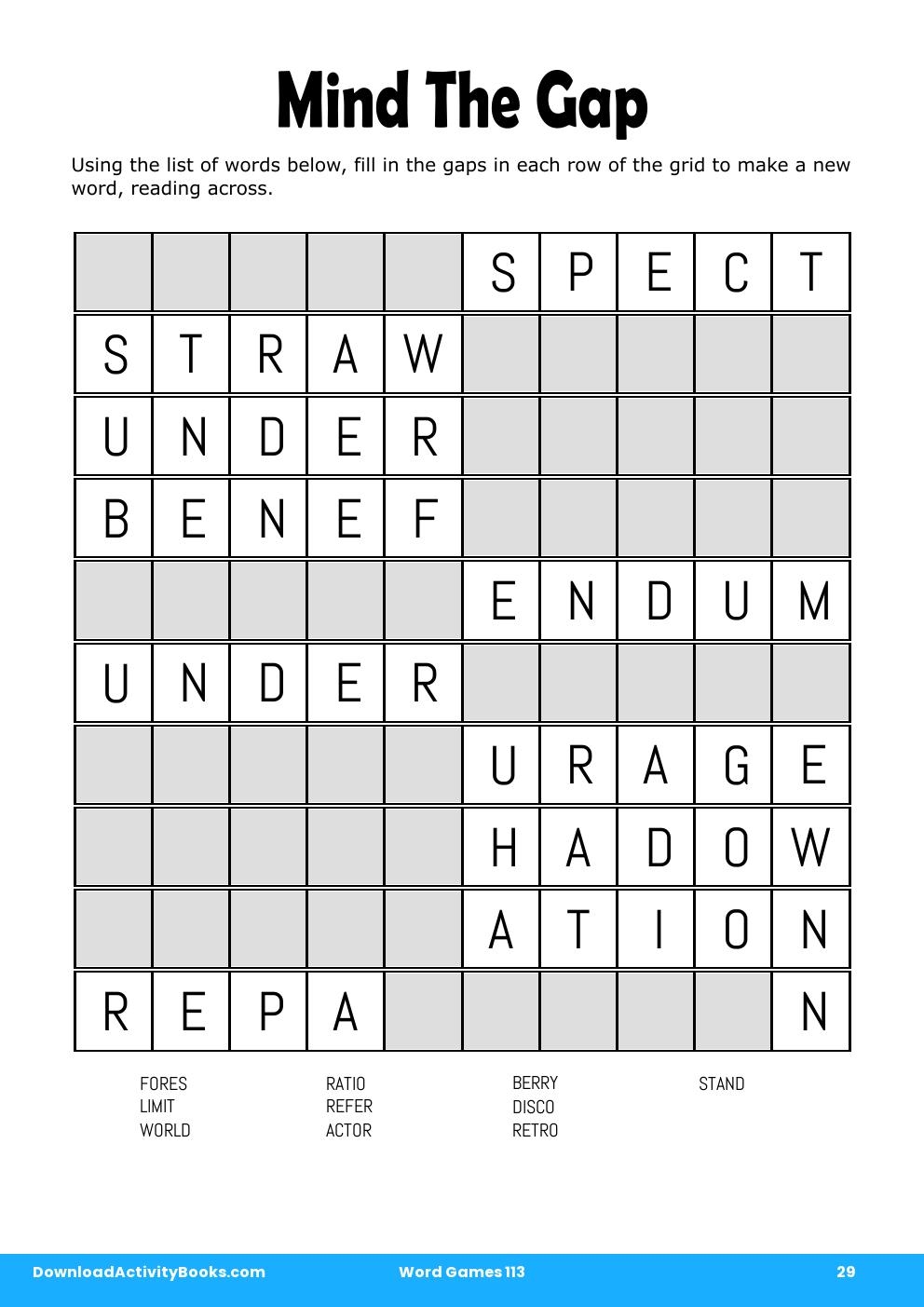Mind The Gap in Word Games 113