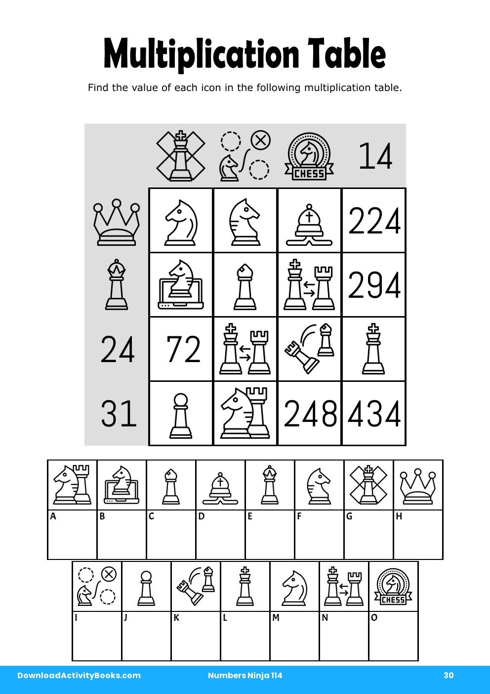 Multiplication Table in Numbers Ninja 114