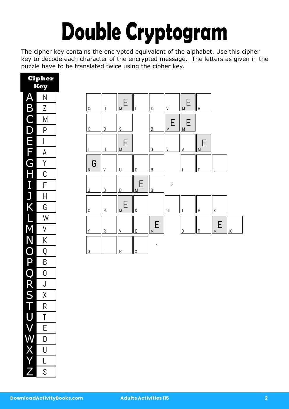 Double Cryptogram in Adults Activities 115