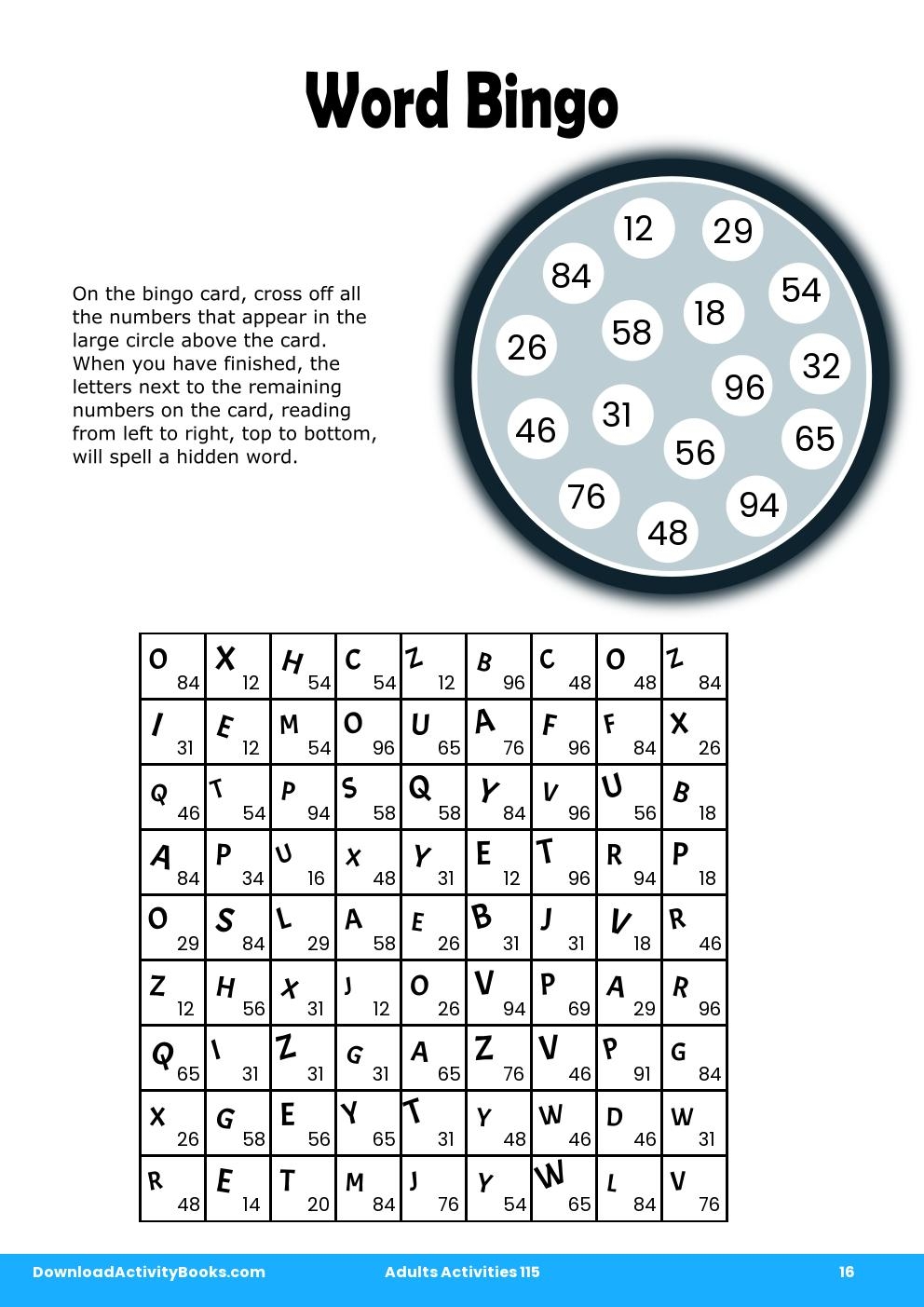 Word Bingo in Adults Activities 115