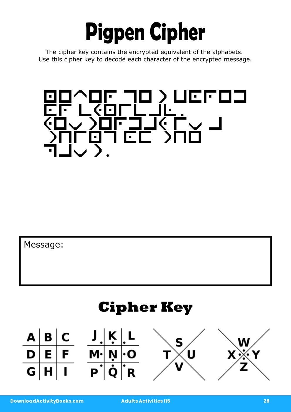 Pigpen Cipher in Adults Activities 115