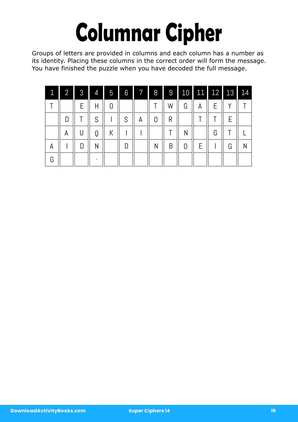 Columnar Cipher in Super Ciphers 14