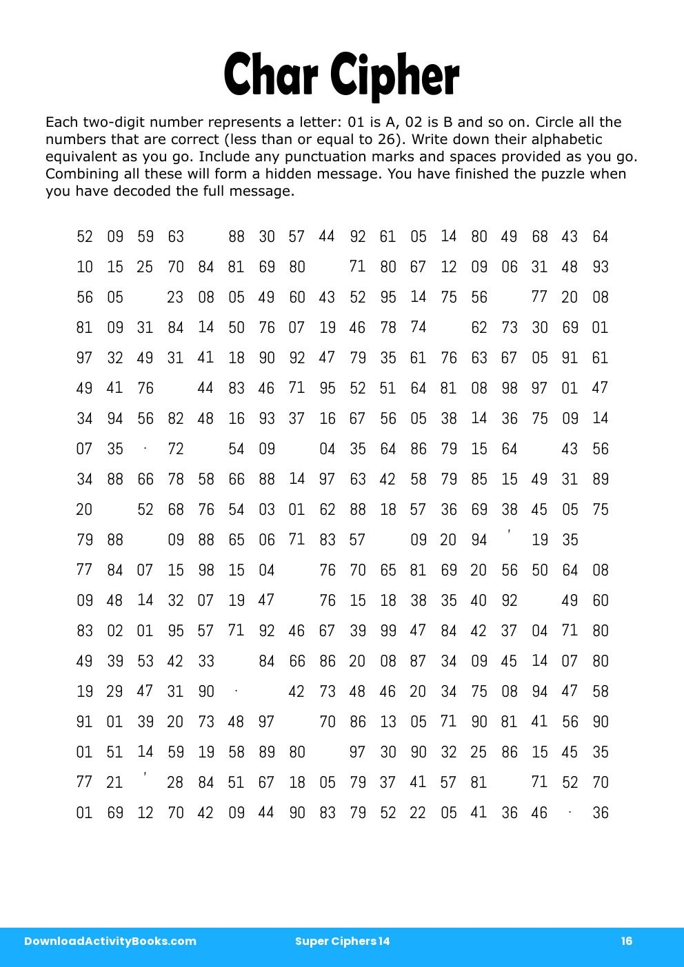 Char Cipher in Super Ciphers 14