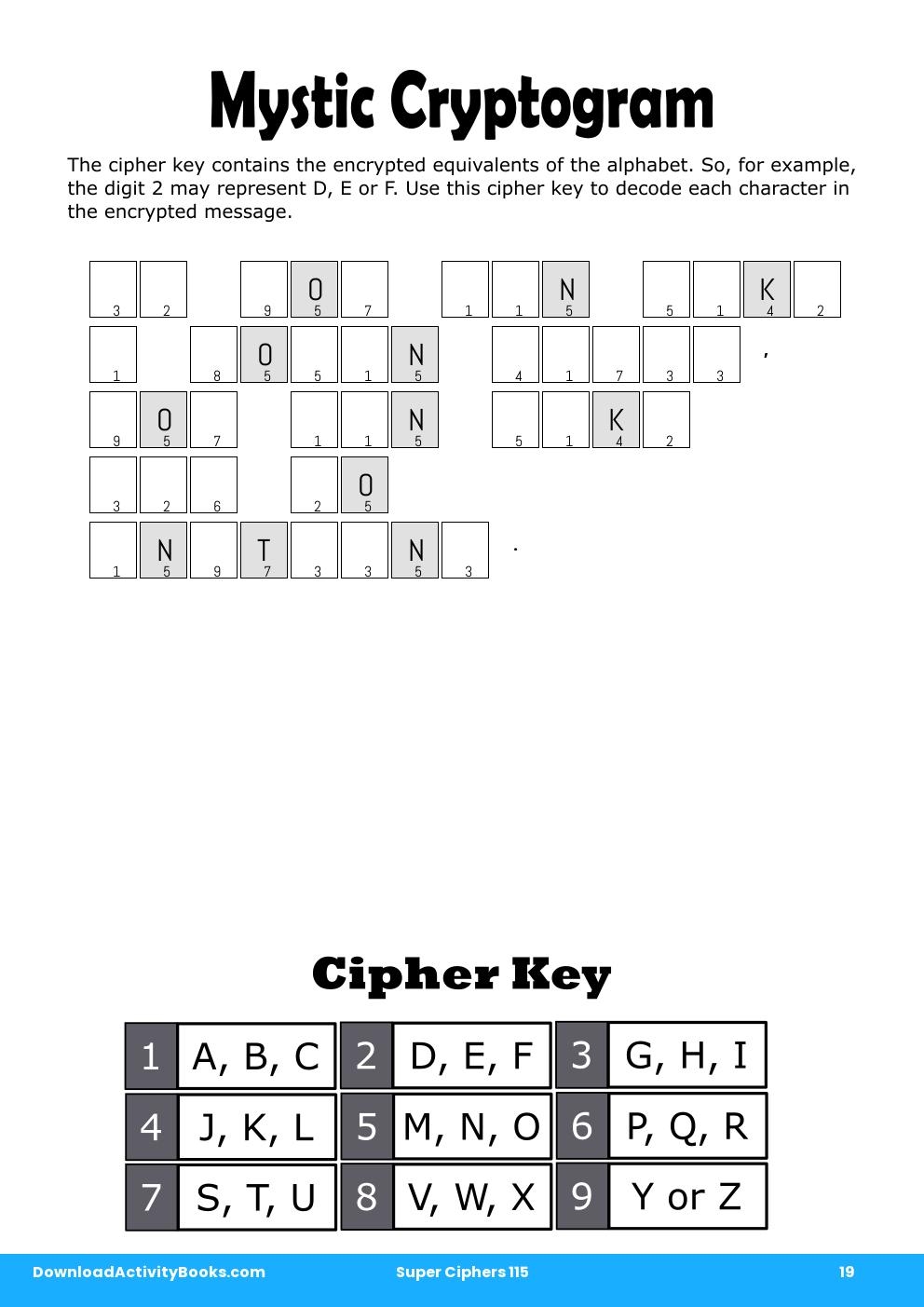 Mystic Cryptogram in Super Ciphers 115