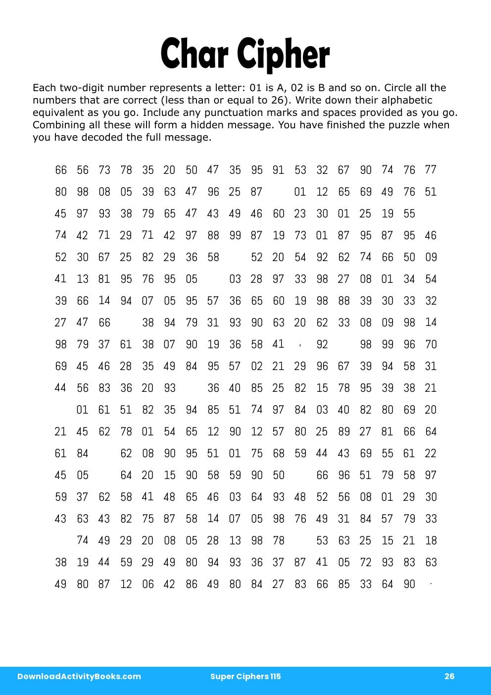 Char Cipher in Super Ciphers 115