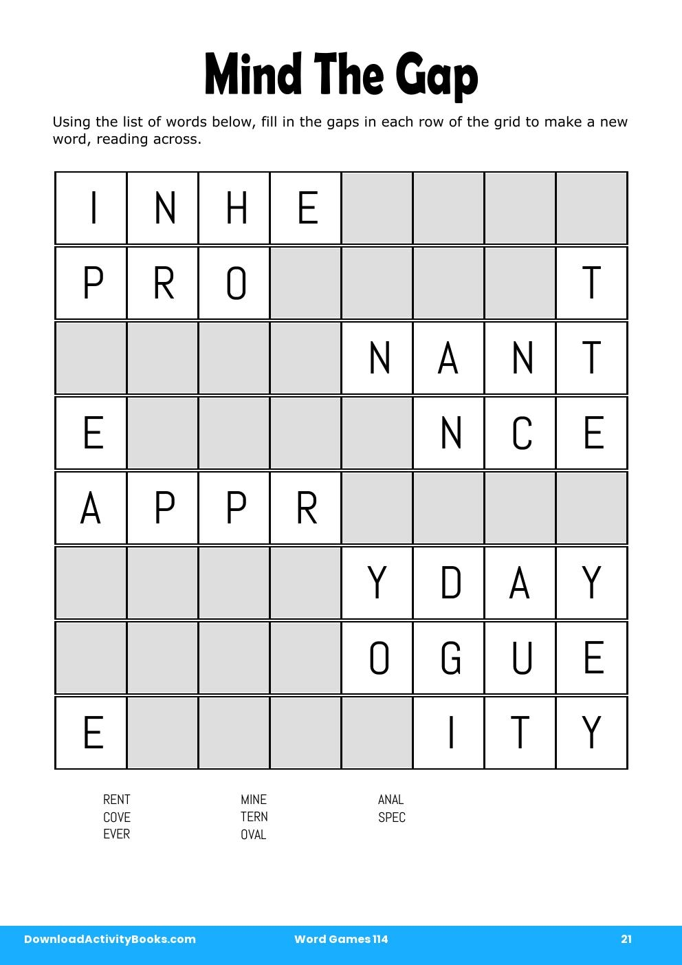 Mind The Gap in Word Games 114