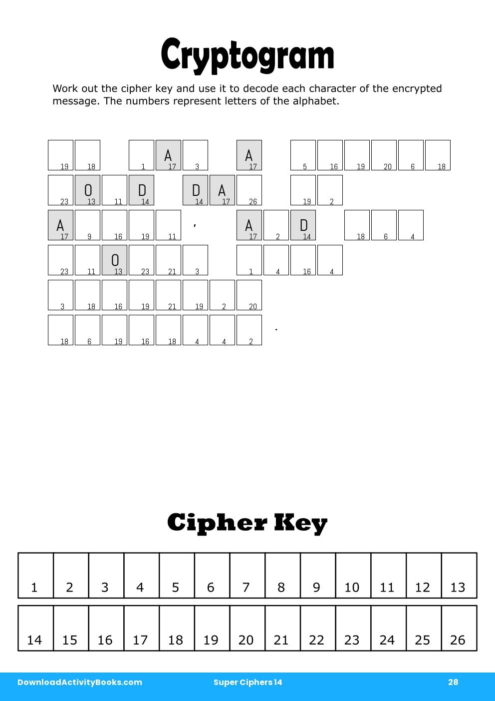 Cryptogram in Super Ciphers 14