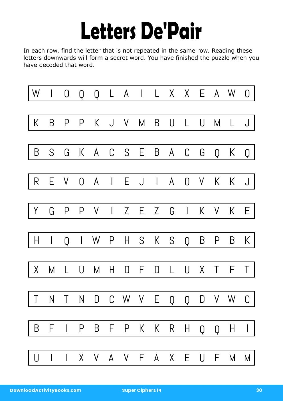 Letters De'Pair in Super Ciphers 14