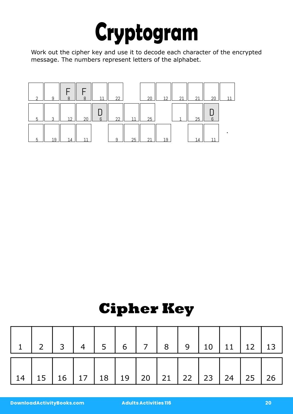 Cryptogram in Adults Activities 116