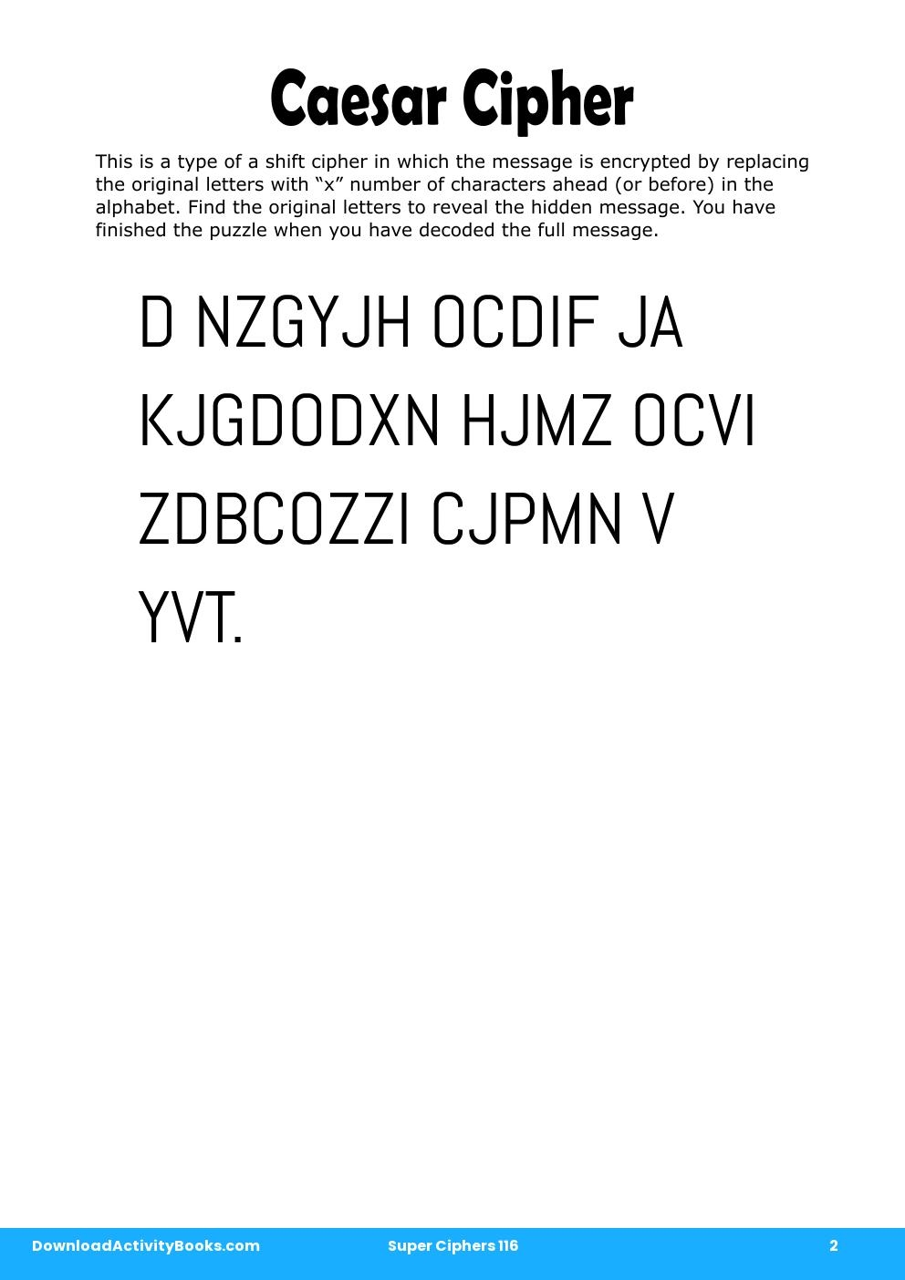 Caesar Cipher in Super Ciphers 116