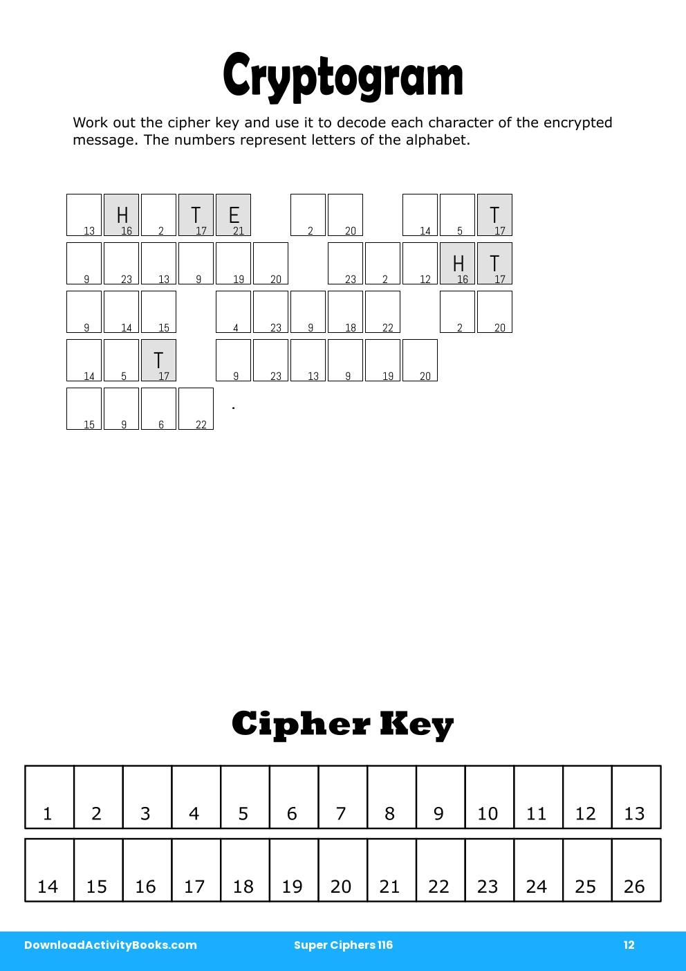 Cryptogram in Super Ciphers 116