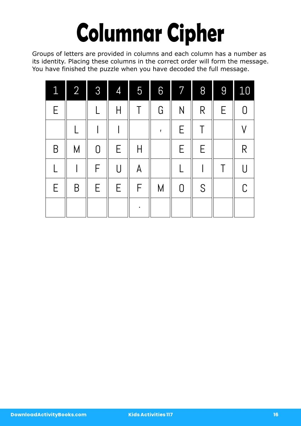 Columnar Cipher in Kids Activities 117