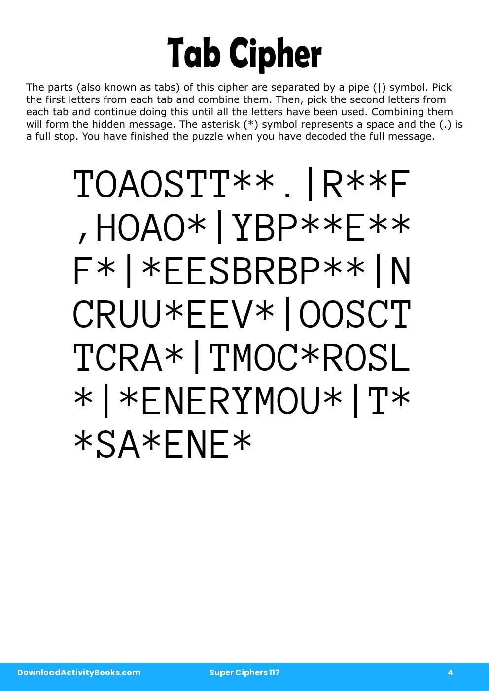 Tab Cipher in Super Ciphers 117