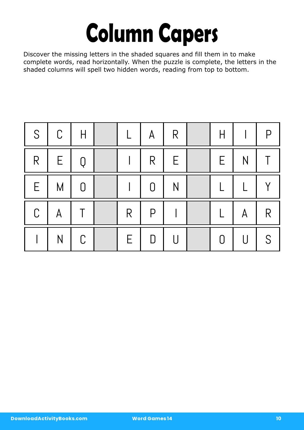 Column Capers in Word Games 14