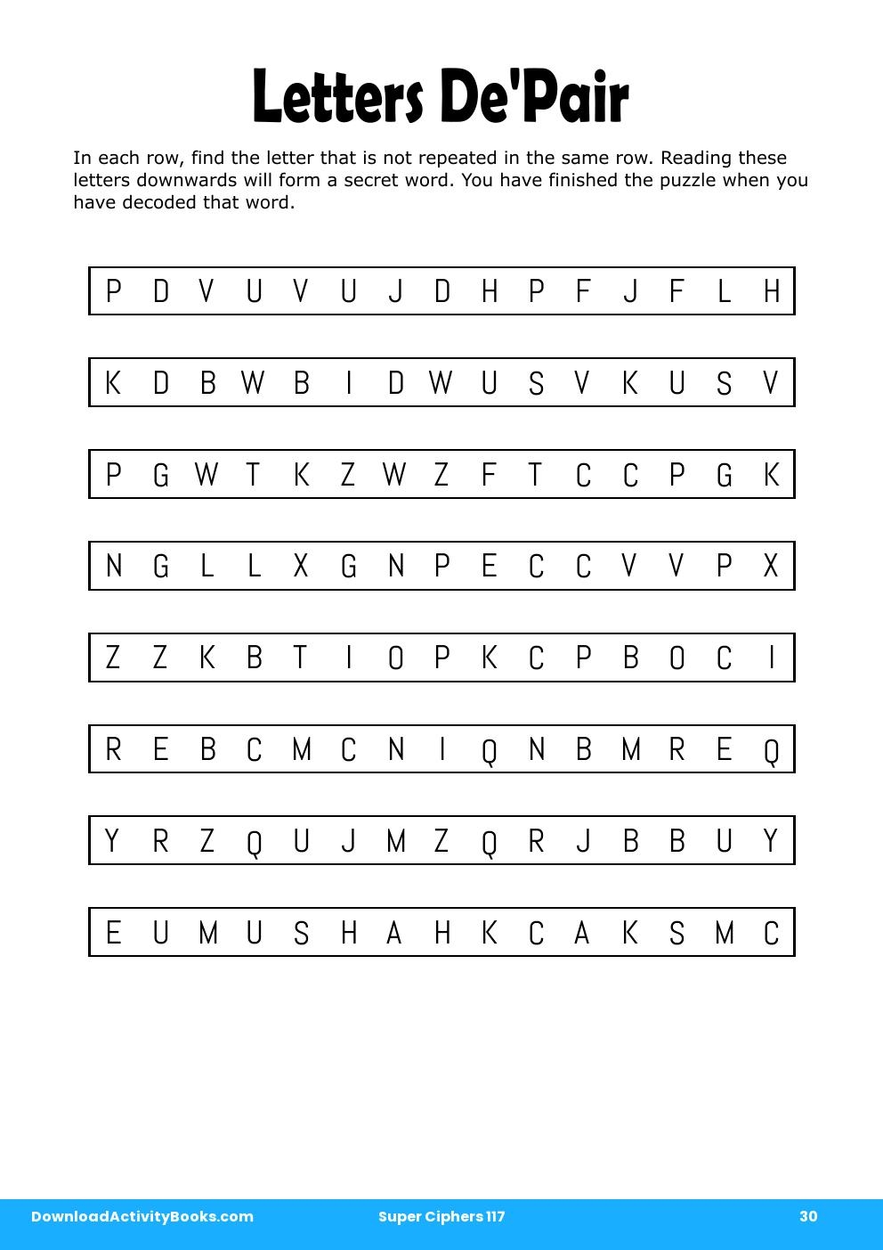 Letters De'Pair in Super Ciphers 117