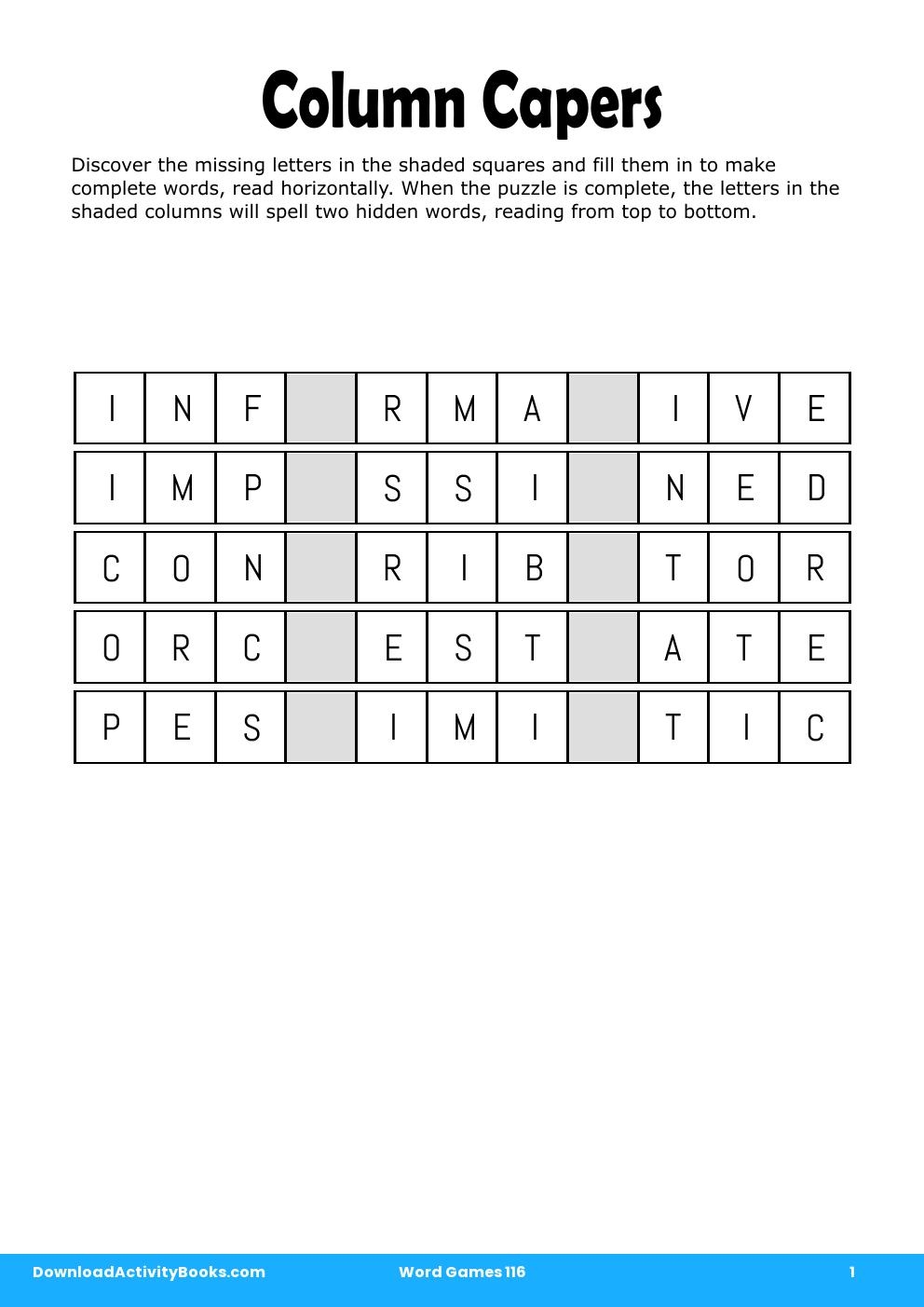 Column Capers in Word Games 116