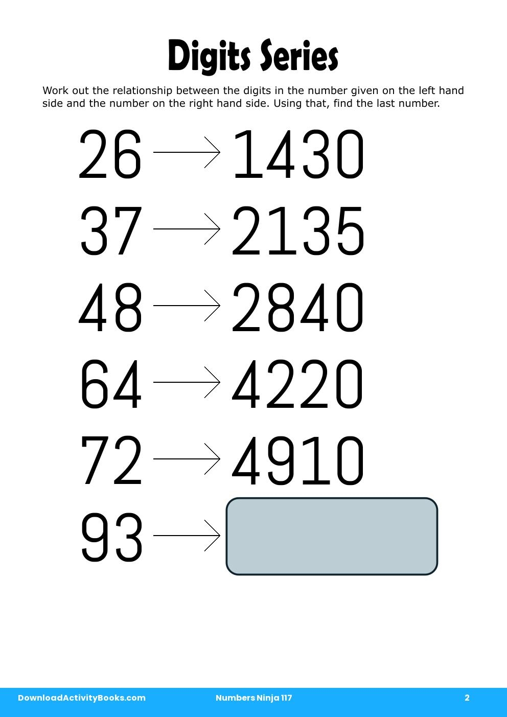 Digits Series in Numbers Ninja 117