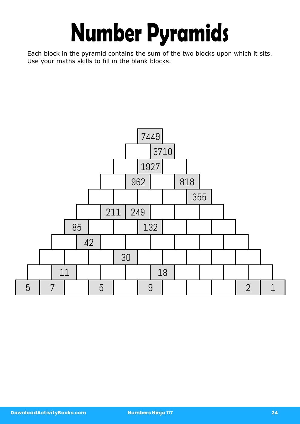 Number Pyramids in Numbers Ninja 117
