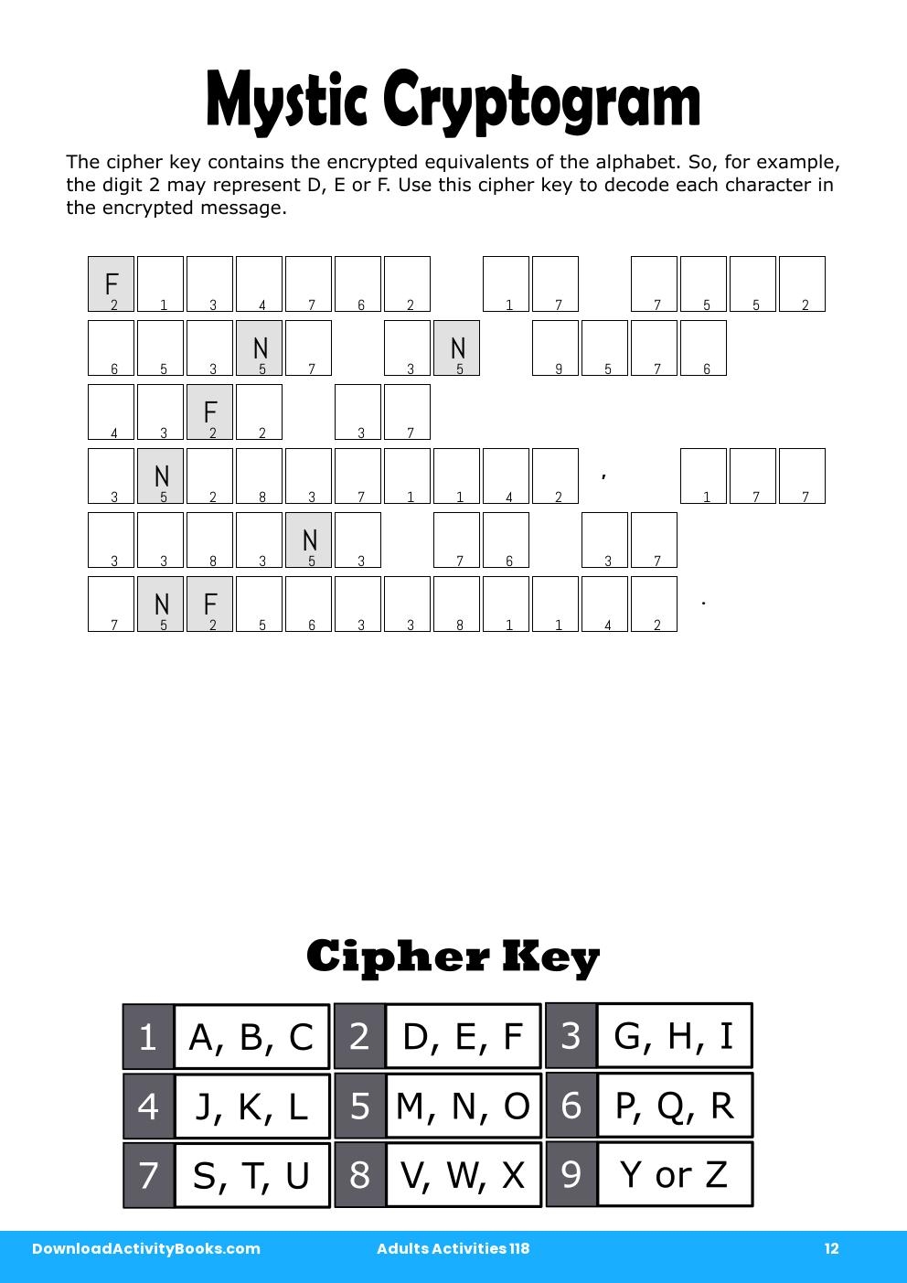 Mystic Cryptogram in Adults Activities 118