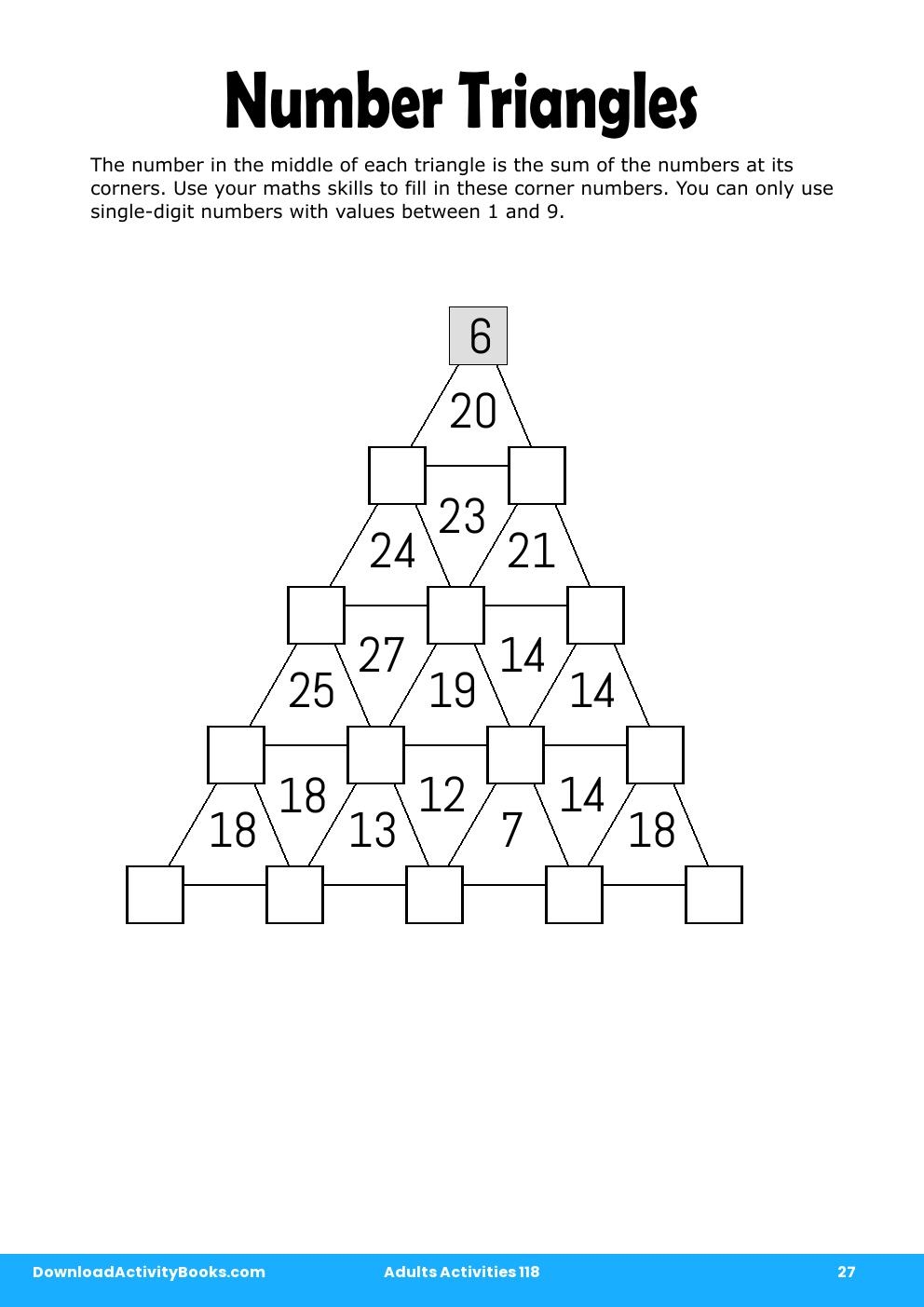 Number Triangles in Adults Activities 118
