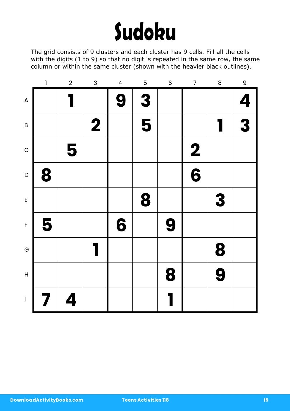 Sudoku in Teens Activities 118