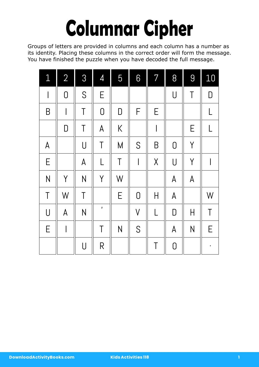 Columnar Cipher in Kids Activities 118