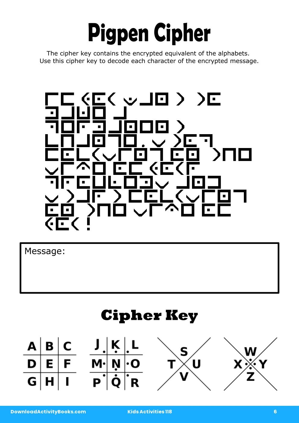 Pigpen Cipher in Kids Activities 118