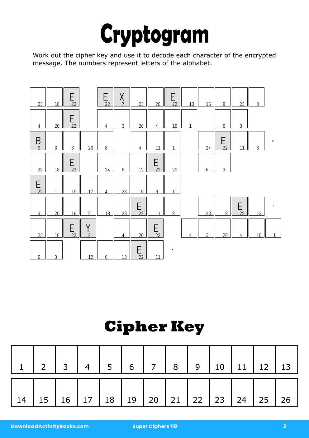 Cryptogram in Super Ciphers 118