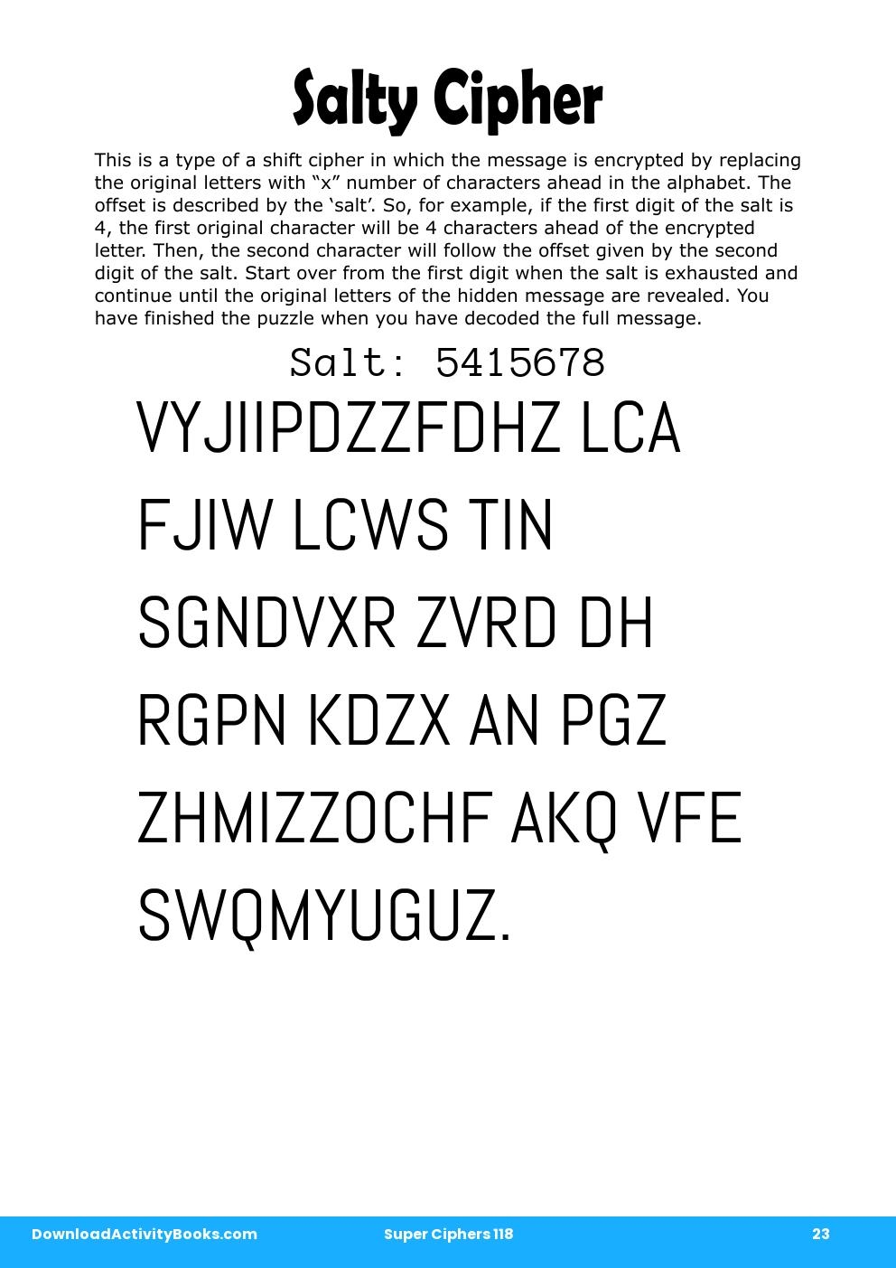 Salty Cipher in Super Ciphers 118