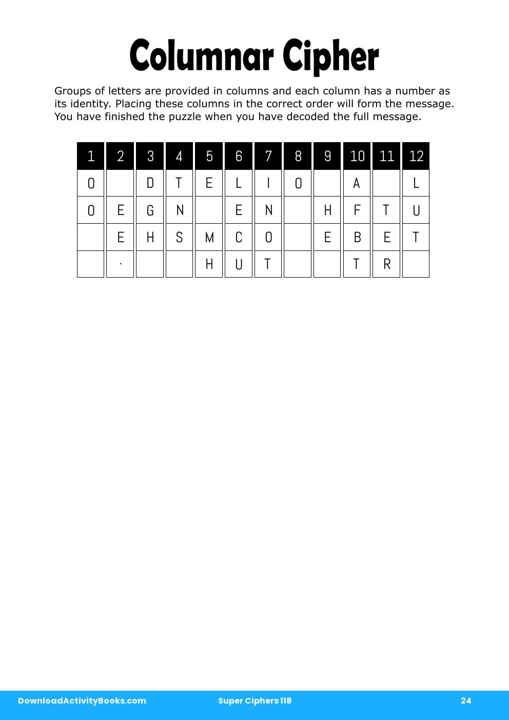 Columnar Cipher in Super Ciphers 118