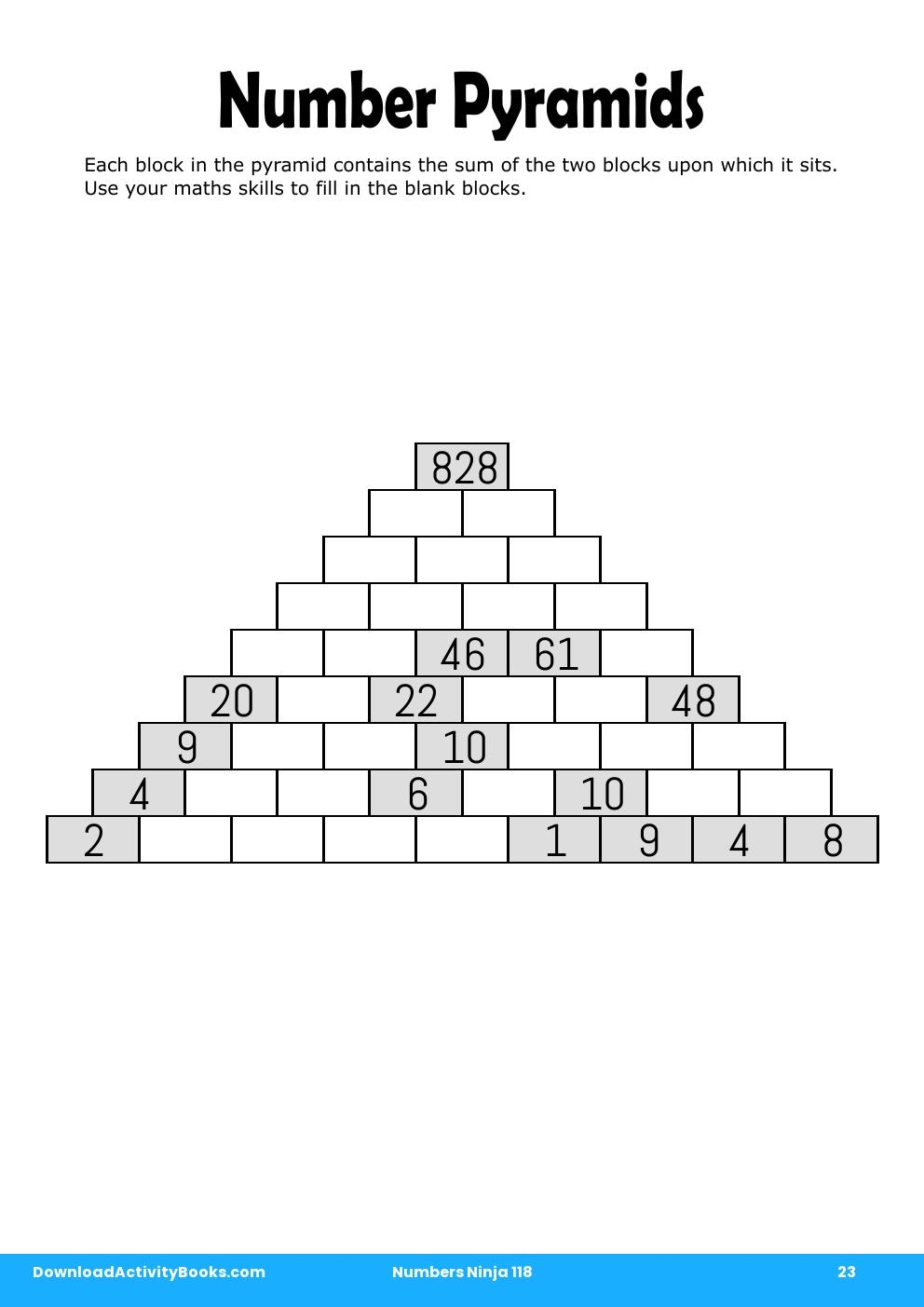 Number Pyramids in Numbers Ninja 118