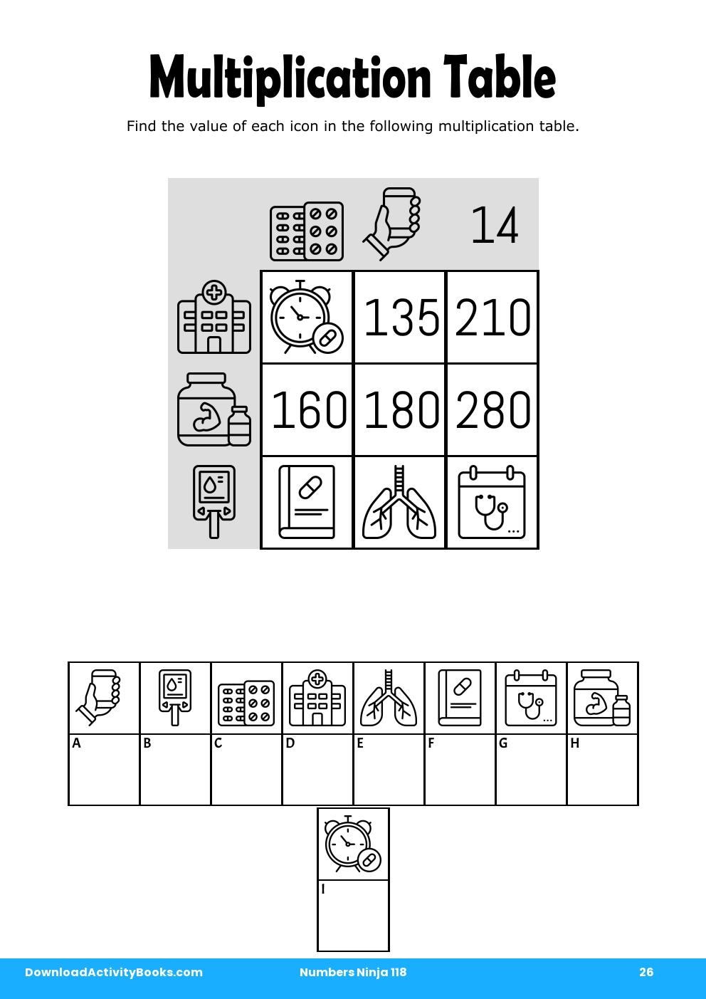 Multiplication Table in Numbers Ninja 118