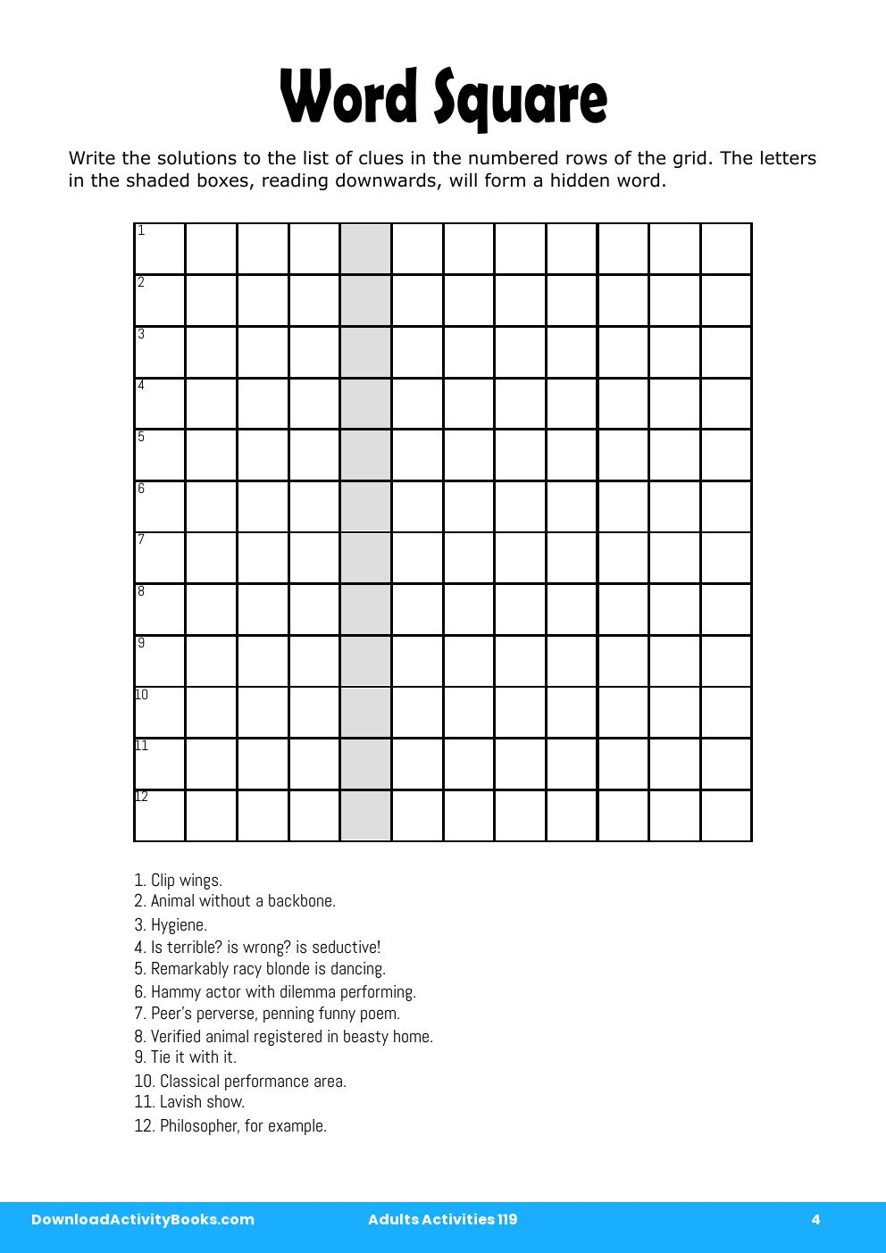Word Square in Adults Activities 119