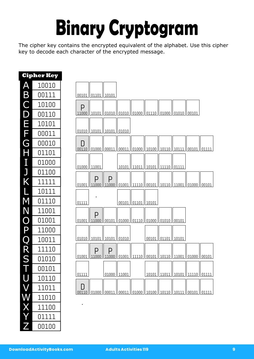 Binary Cryptogram in Adults Activities 119