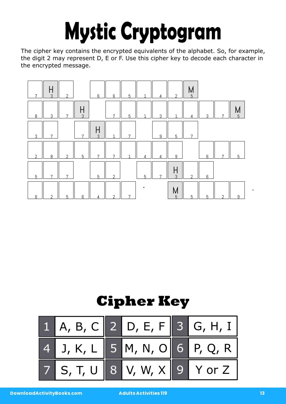 Mystic Cryptogram in Adults Activities 119