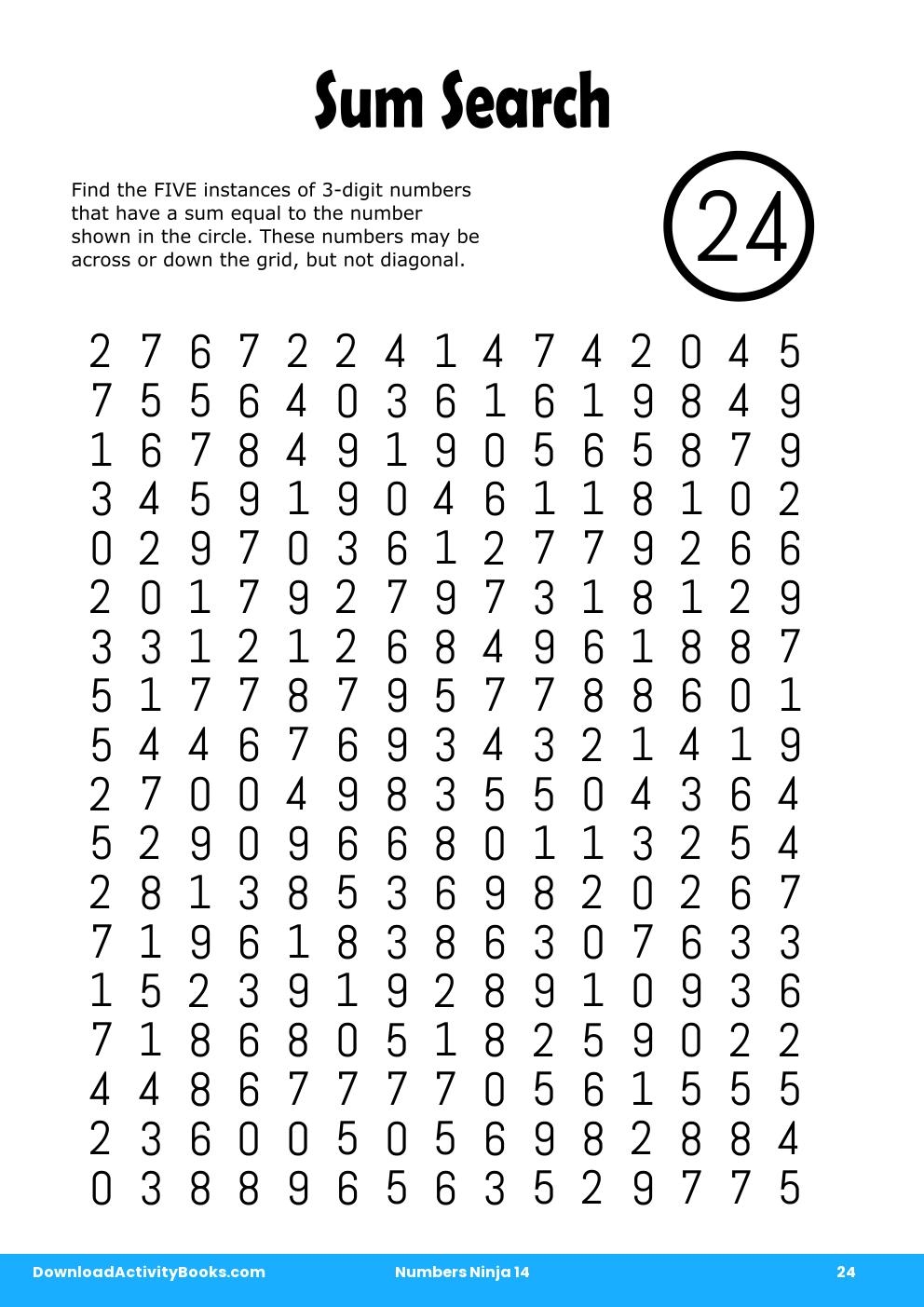 Sum Search in Numbers Ninja 14