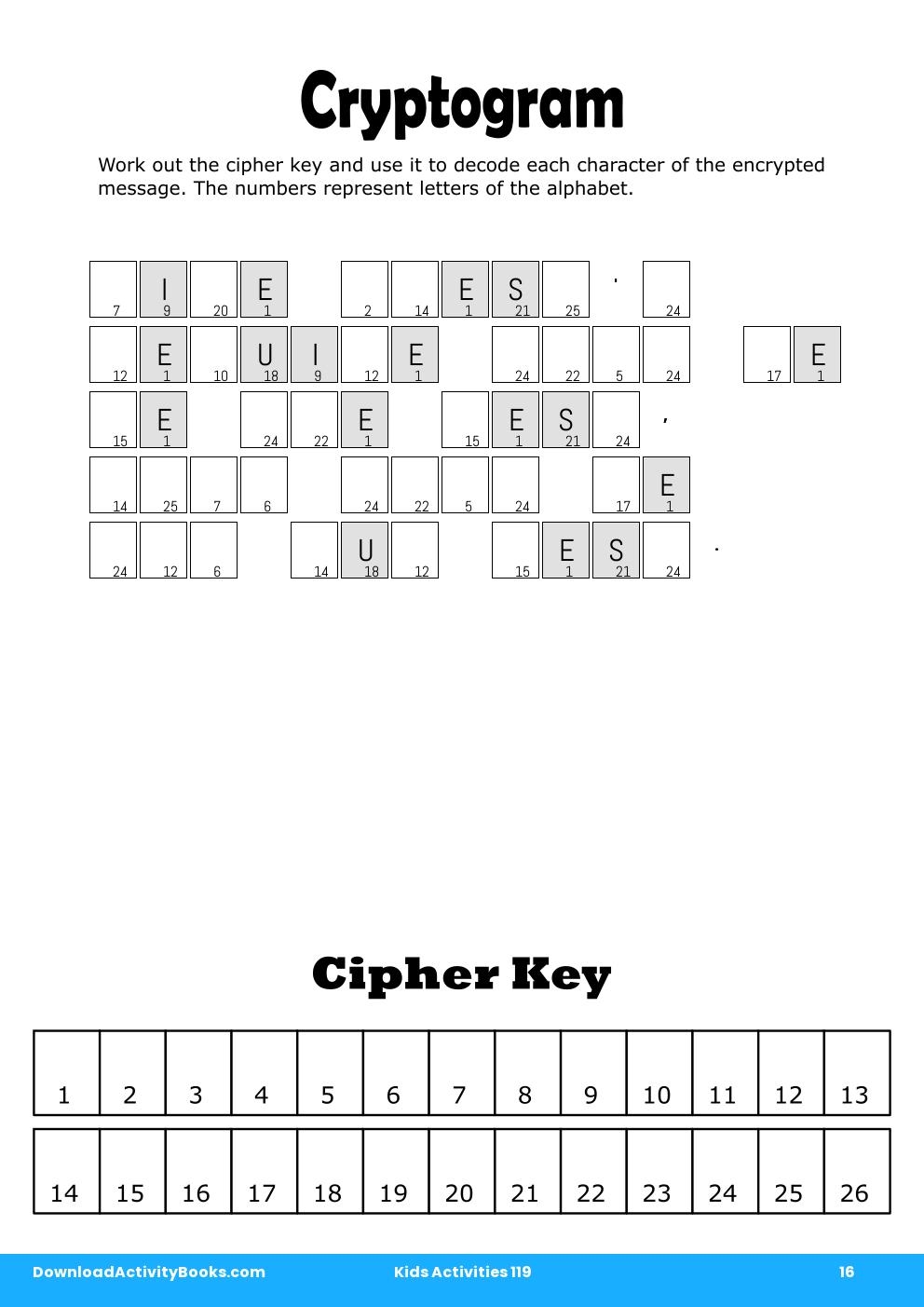 Cryptogram in Kids Activities 119