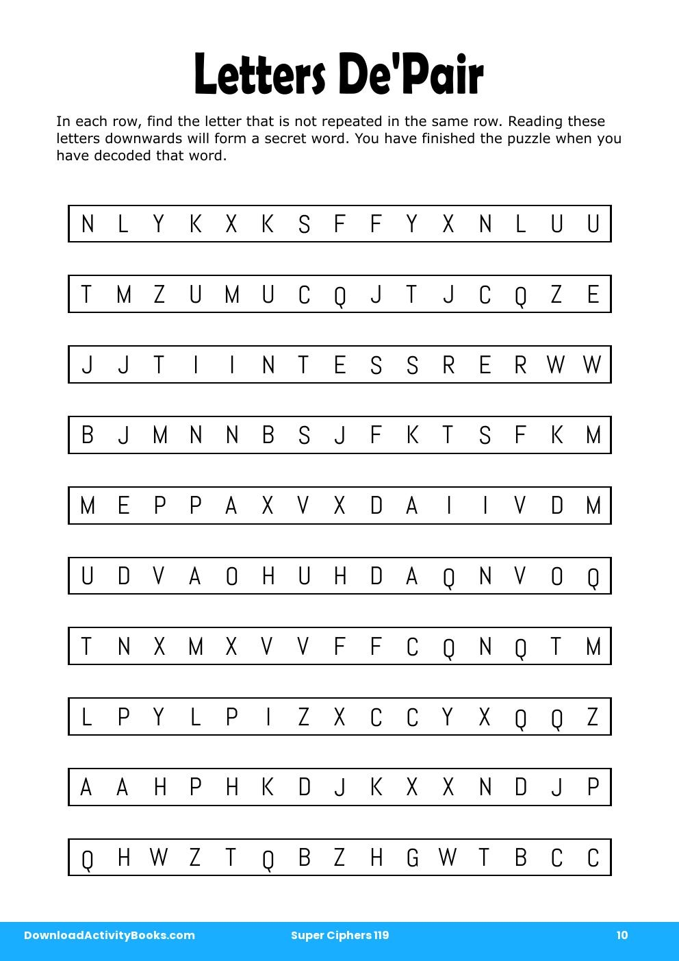 Letters De'Pair in Super Ciphers 119