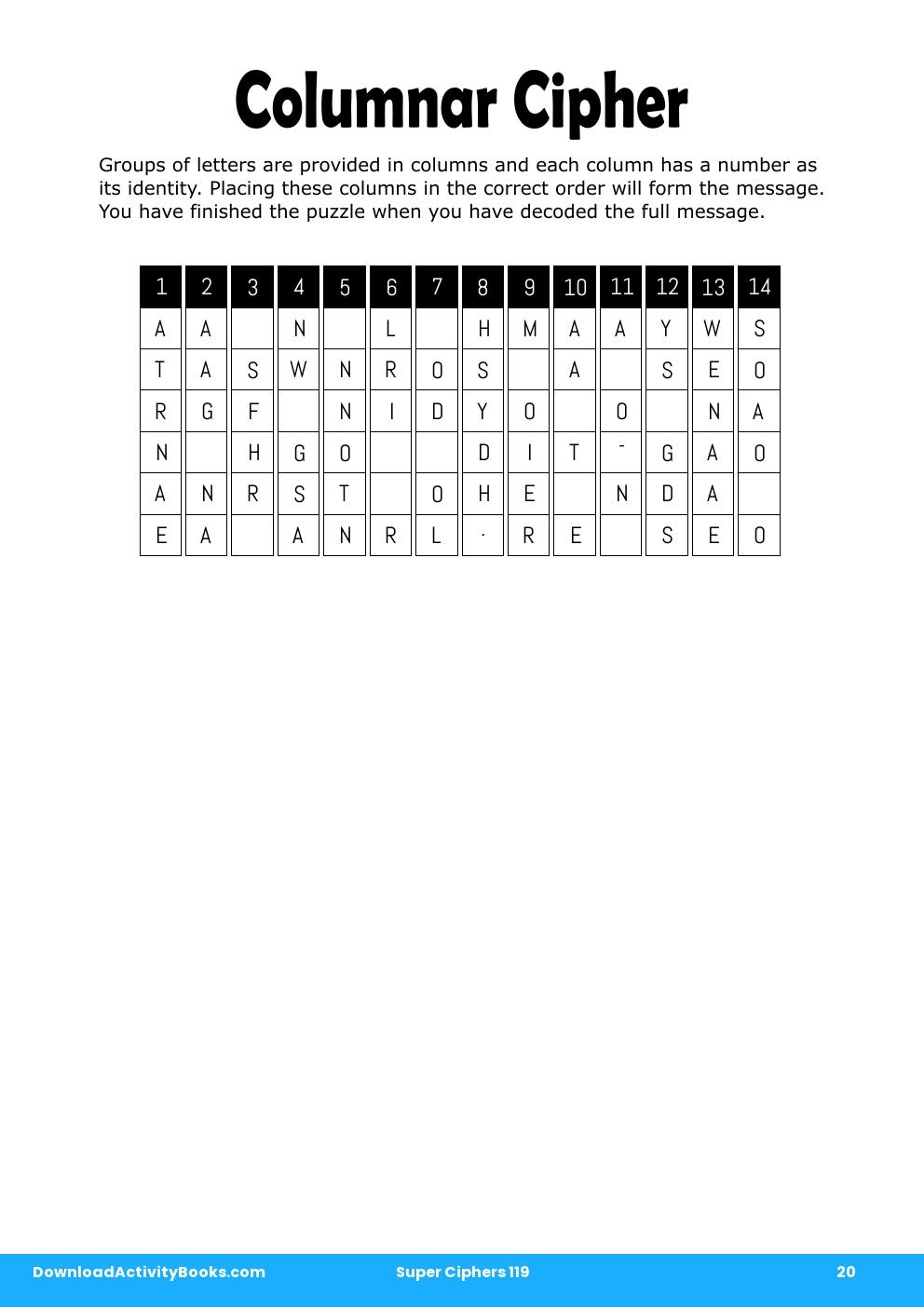 Columnar Cipher in Super Ciphers 119