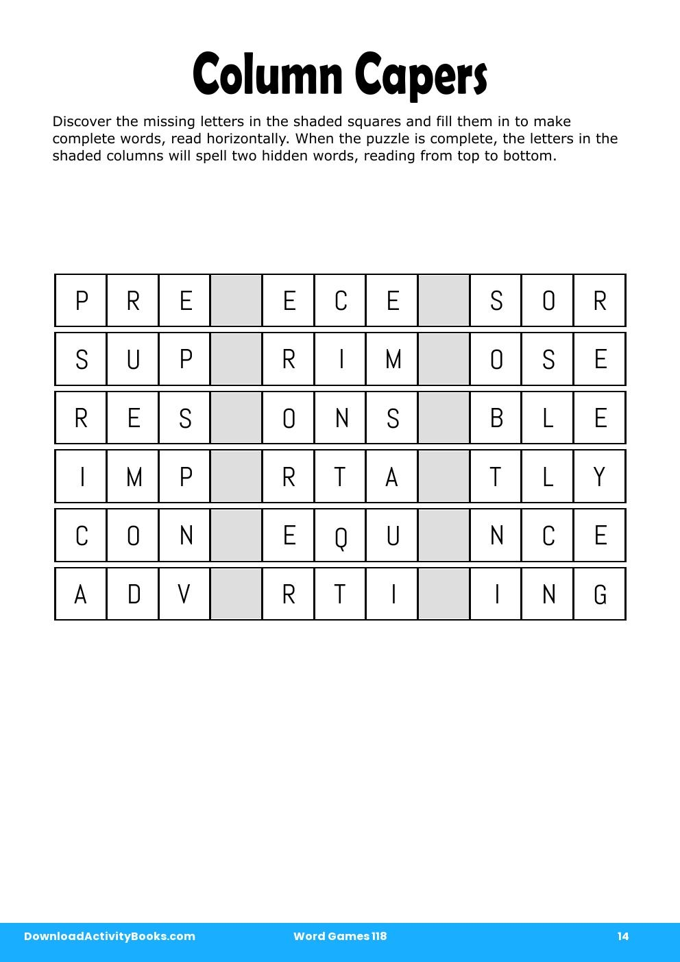Column Capers in Word Games 118