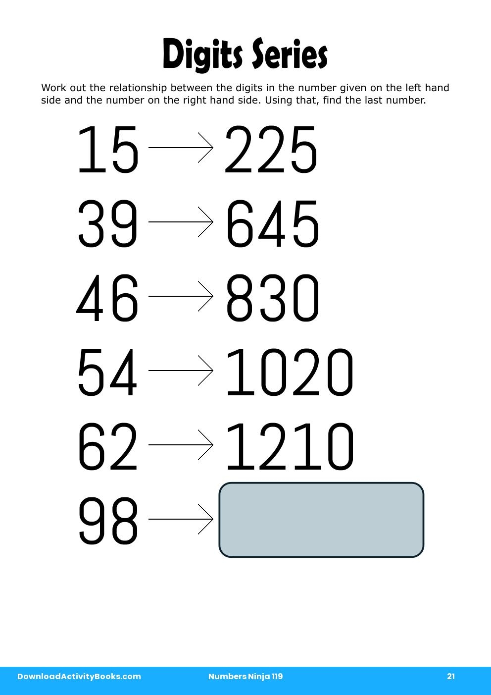 Digits Series in Numbers Ninja 119