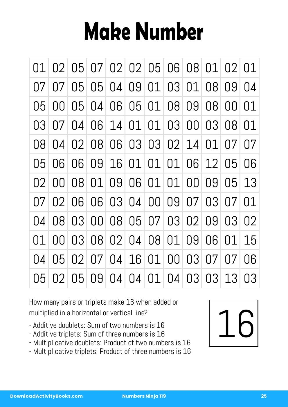 Make Number in Numbers Ninja 119