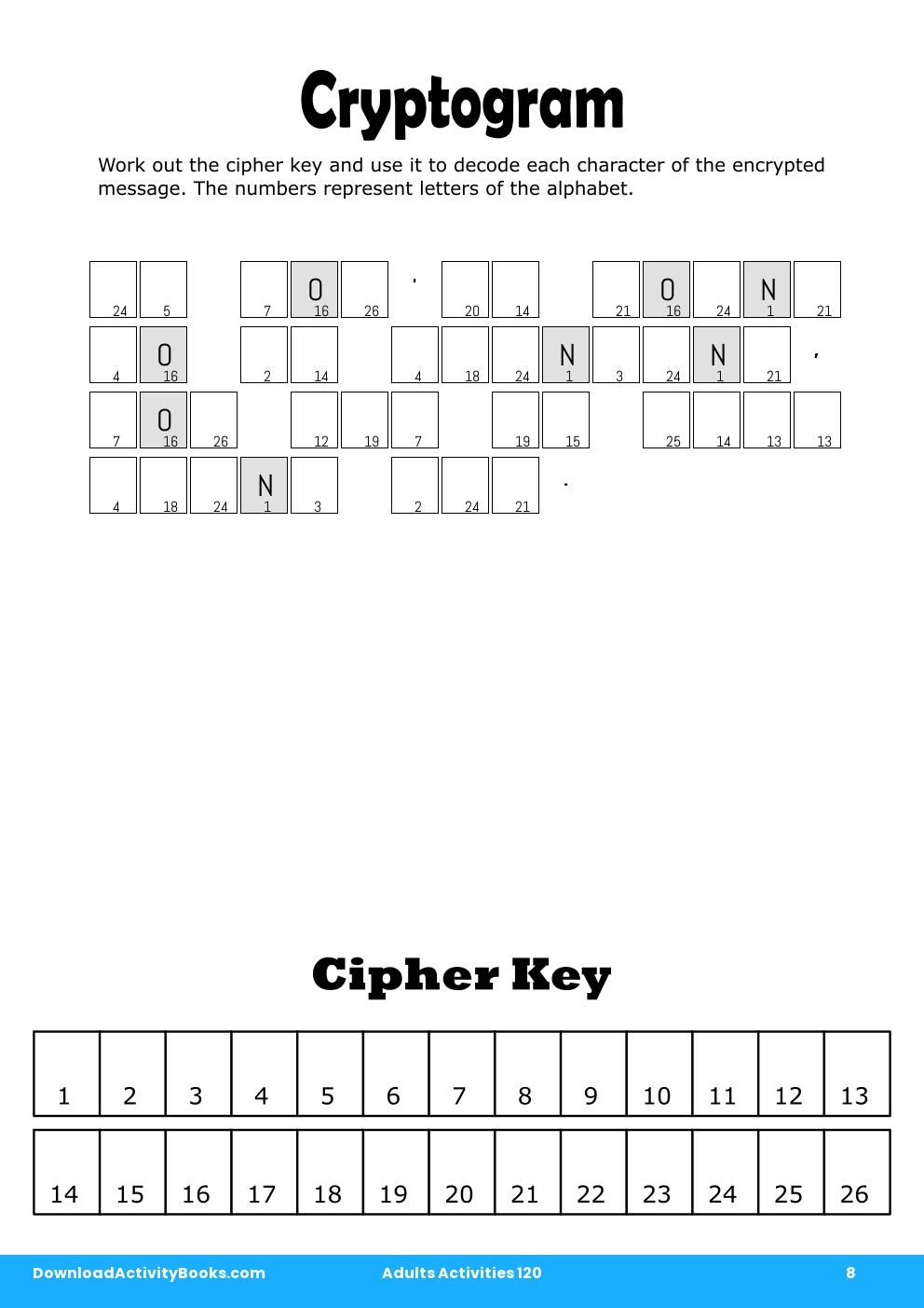 Cryptogram in Adults Activities 120
