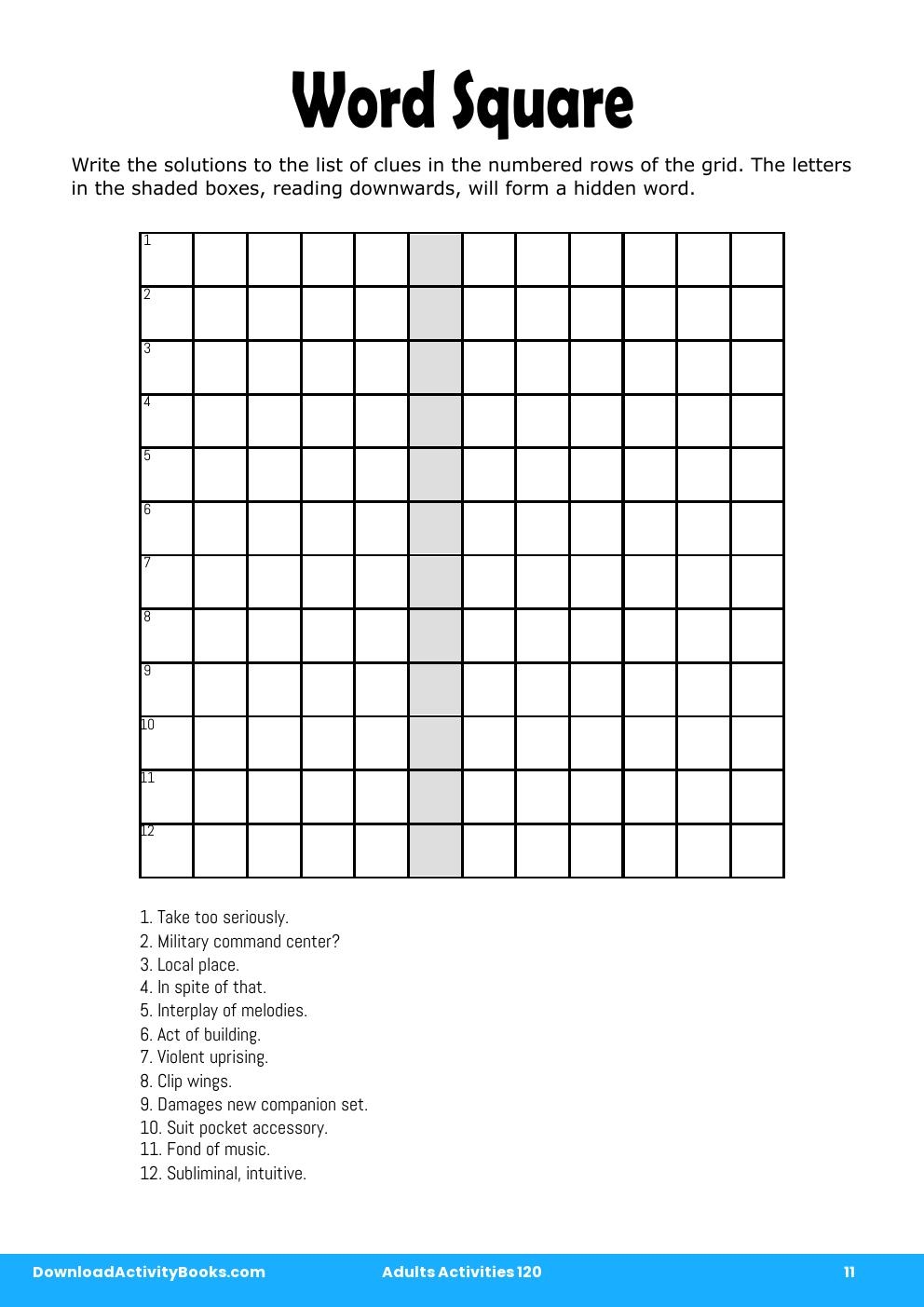Word Square in Adults Activities 120