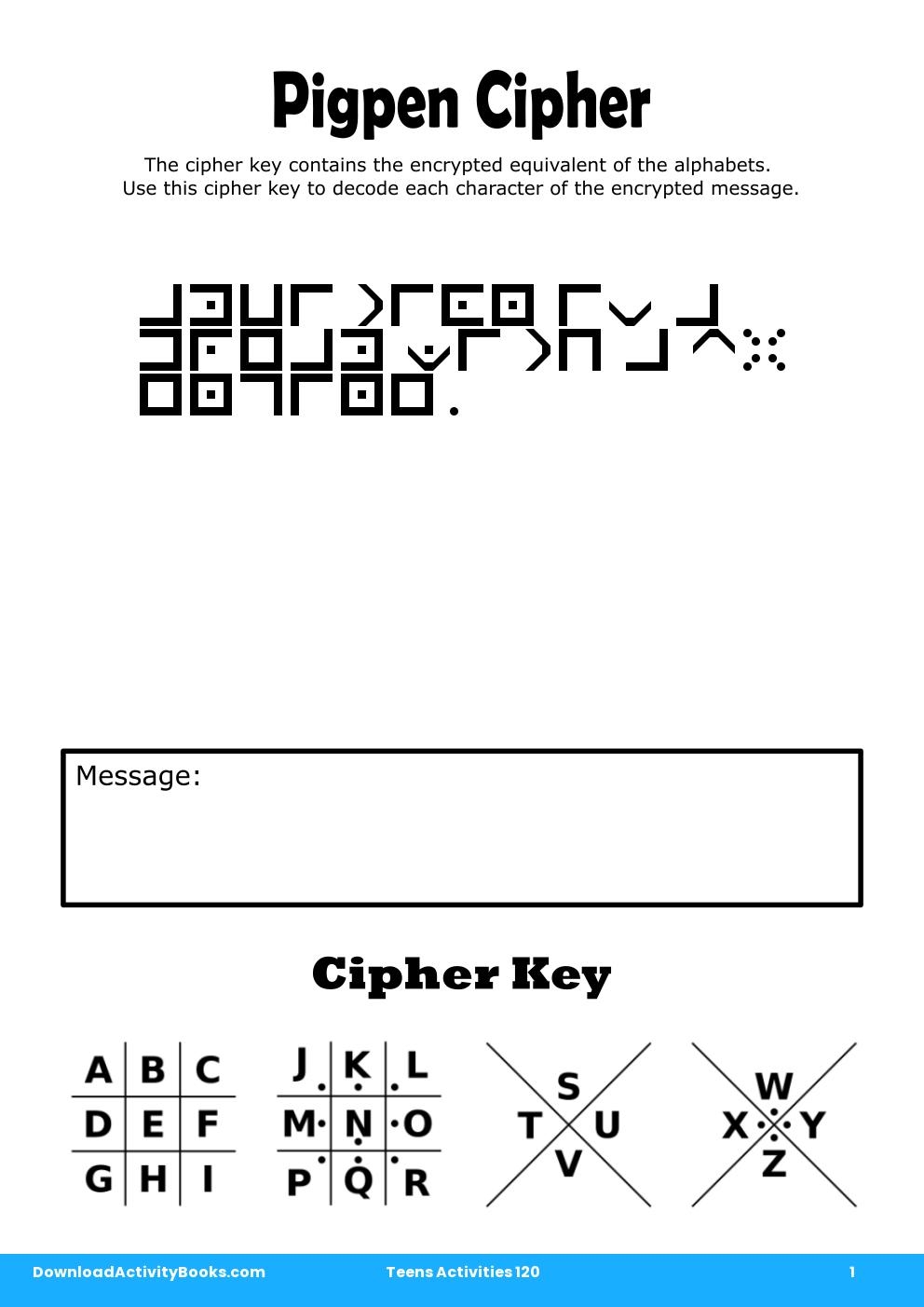 Pigpen Cipher in Teens Activities 120