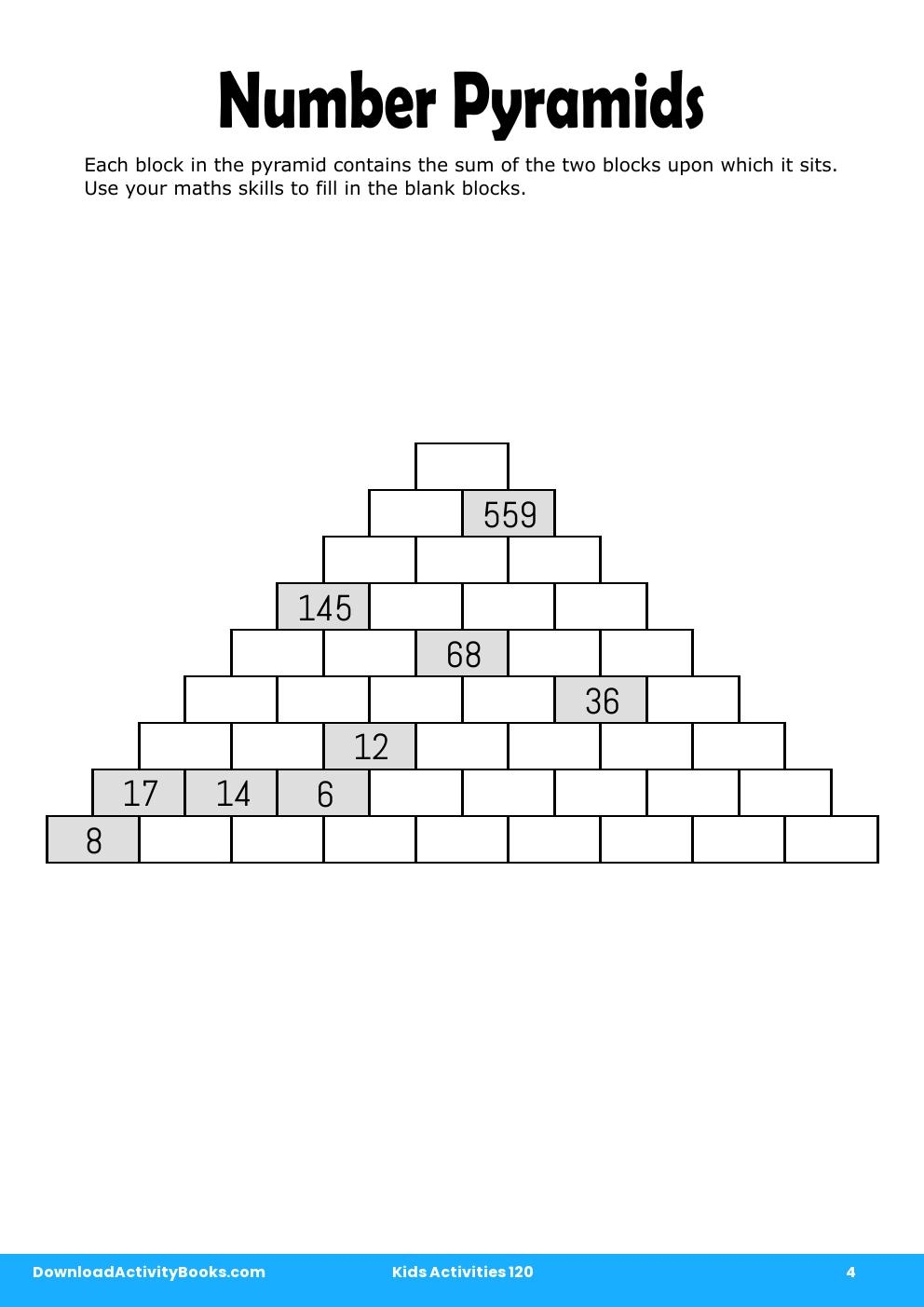 Number Pyramids in Kids Activities 120
