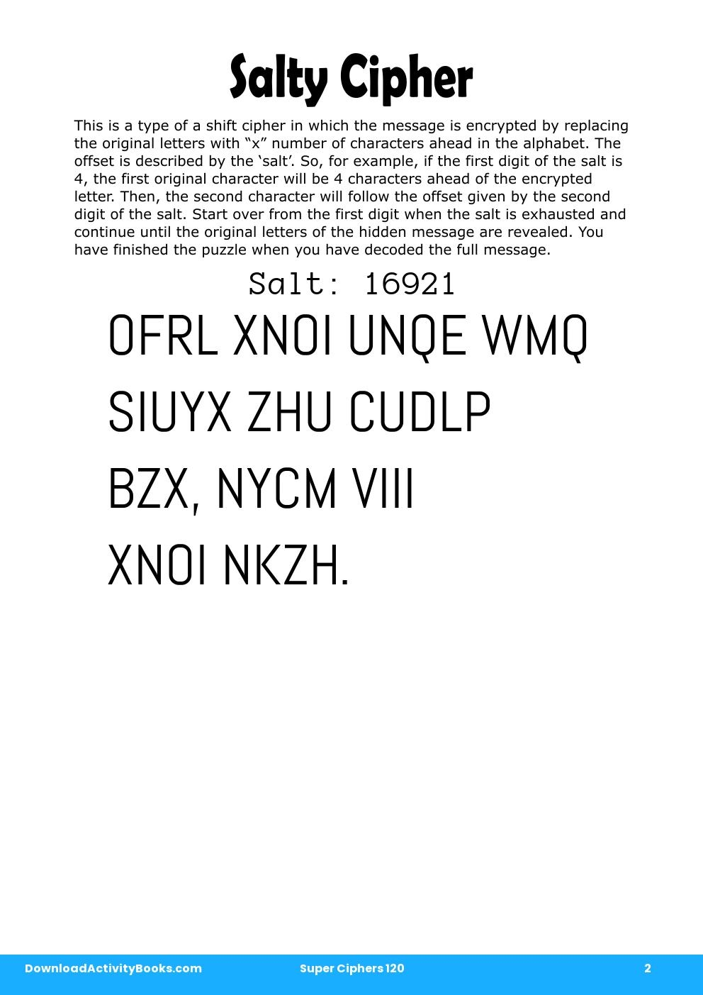 Salty Cipher in Super Ciphers 120