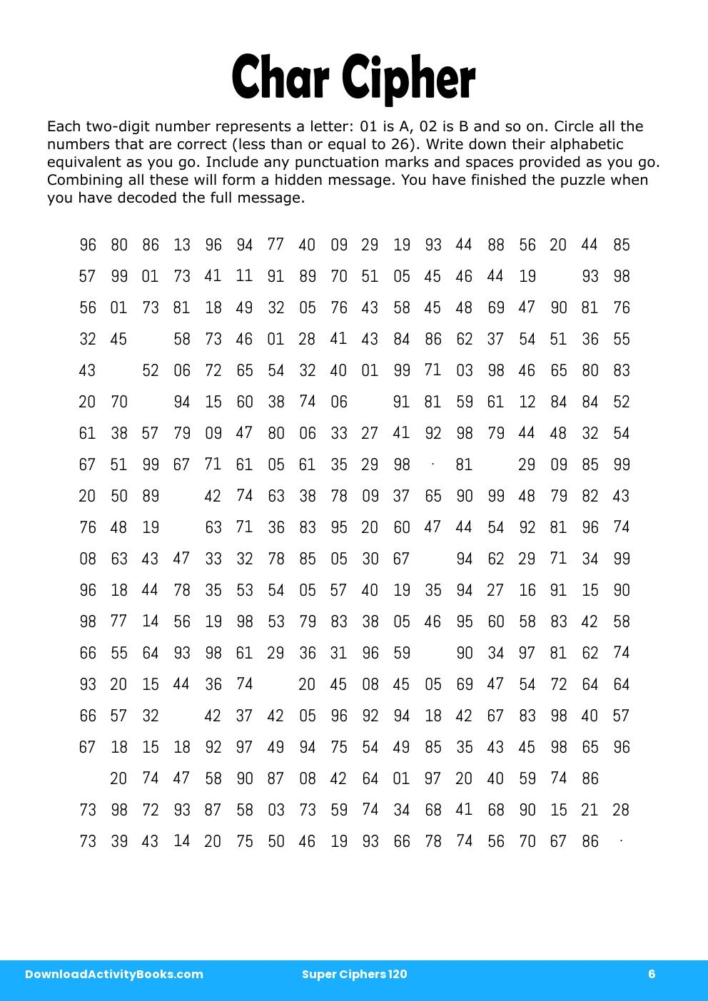 Char Cipher in Super Ciphers 120