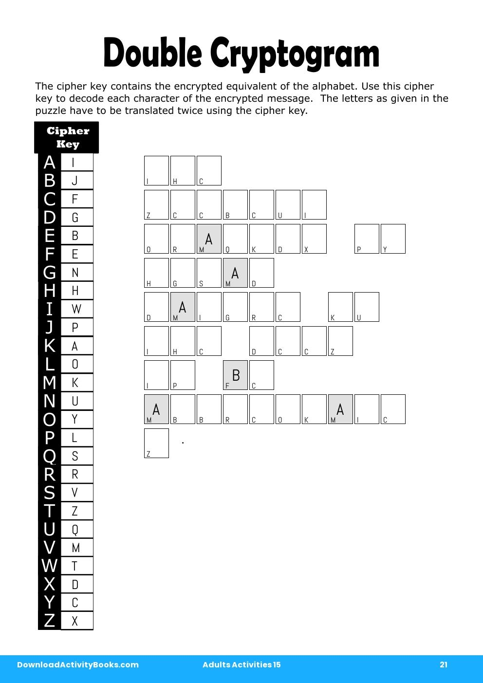 Double Cryptogram in Adults Activities 15