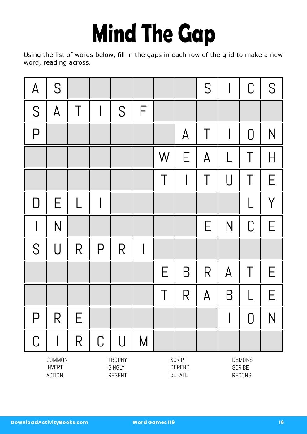 Mind The Gap in Word Games 119